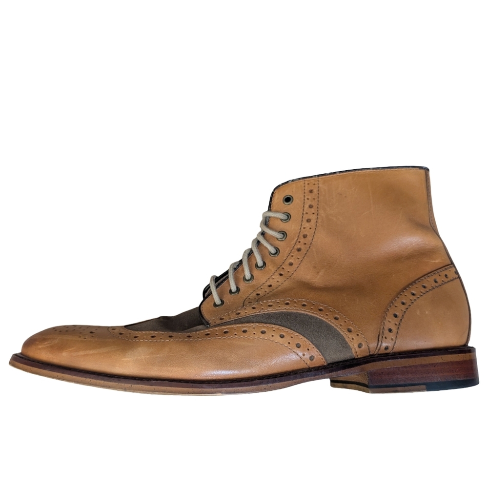 Joseph Abboud Tan Wingtip Ankle Boots 10.5 - Picture 3 of 14